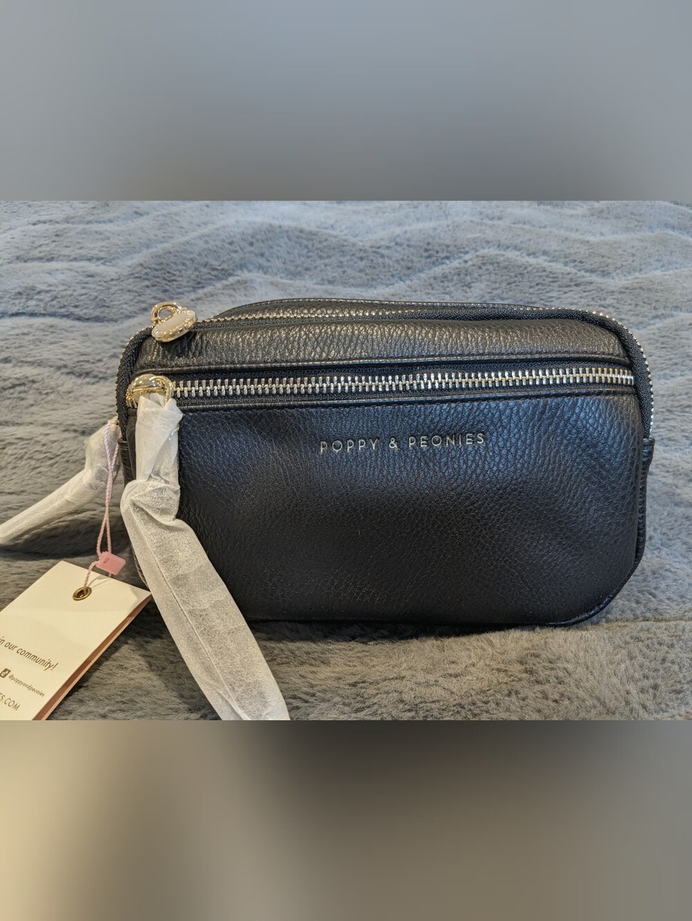 Poppy & Peonies On The Run Belt Bag, Black